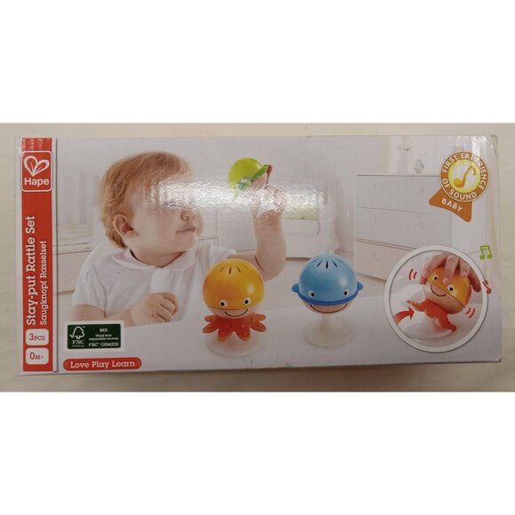 Hape Toys Stay-Put Rattle Set – Baby Sea Animal Rattles with Suction Cups - Picture 2 of 12